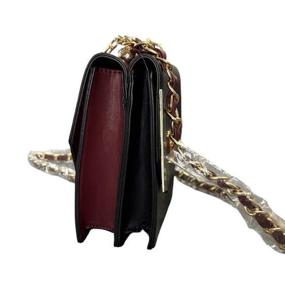 Badgley Mischka Black and Wine Double Crossbody Bag with Pearls - Picture 4 of 13